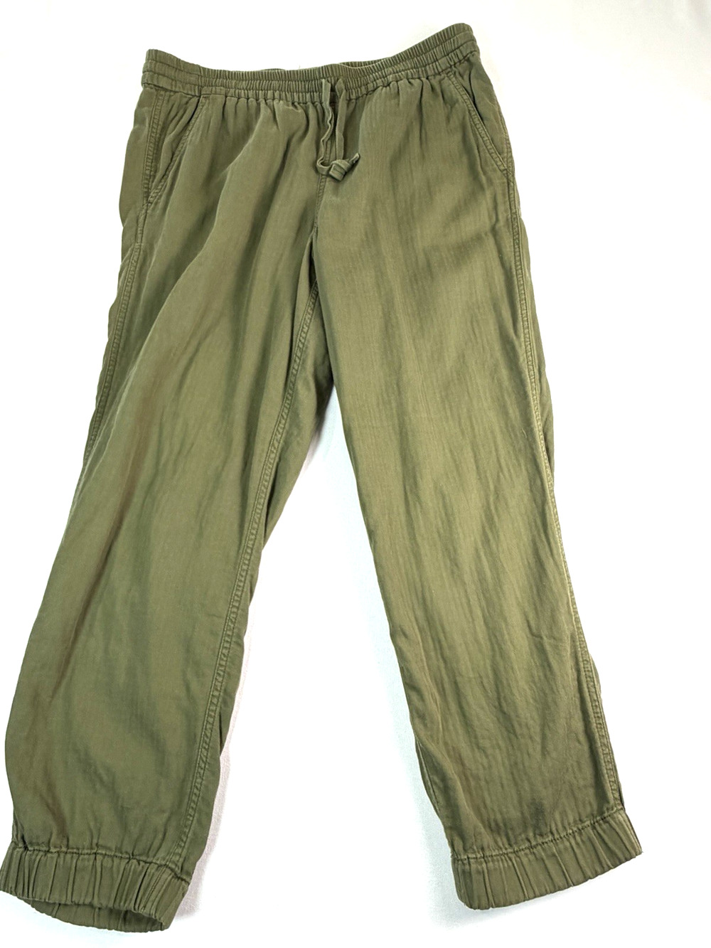 J.Crew Women's Olive Green Pull-On Jogger Pants Drawstring Waist Pockets Size 10